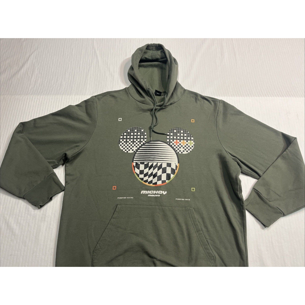 Mickey Mouse Men's Hoodie Geometric Green White Black Size XL